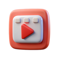 3D Play Button Interface Design Red and White Square Icon png