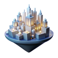 Illuminated Cityscape A 3D Render of Glowing Architectural Forms png