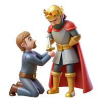 3D Render of a King and Subject A Royal Sword Presentation png