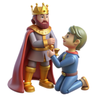 3D Render of a King and Subject A Royal Presentation png