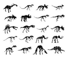 Set pixels skeletons of dinosaurs. vector