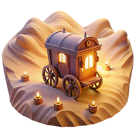 Enchanted Caravan in a Desert Oasis Nighttime 3D Render png
