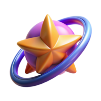 3D Render Star Orbiting a Planet png