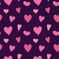 Seamless pattern with pink hearts on dark background. Valentine's Day background for textiles and packaging. illustration. vector