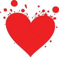 A red heart with red bubbles on it vector