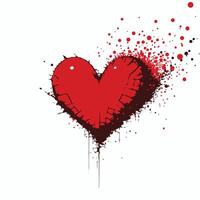 A flat illustration of a heart with splatters on it vector