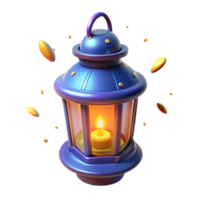 Illuminated Lantern with Floating Gold and Stars 3D Render png