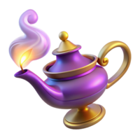 Magical Lamp 3D Render of an Enchanting Oil Lamp with a Glowing Flame png