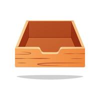 Empty wooden drawer isolated on white background. vector