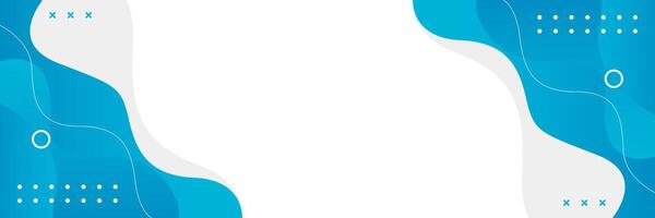 Abstract blue geometric banner background with fluid wave shapes vector