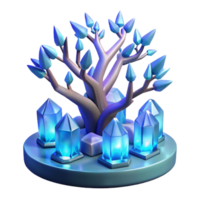 Enchanted Crystal Tree Fantasy Art, 3D Render, Luminescent Gems png