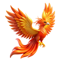 Majestic Firebird in Flight A 3D Render of a Mythical Creature png