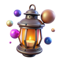 Illuminated Lantern with Floating Orbs A 3D Render png