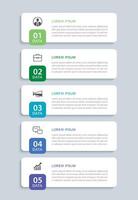 5 data infographics rectangle tab layout template. Illustration business abstract background. vector