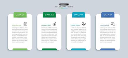 4 data infographics tab layout template. Illustration business abstract background. vector