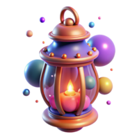 Enchanted Lantern with Floating Spheres A 3D Render png