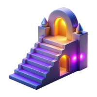 Luminous Staircase to Illuminated Archway 3D Render png