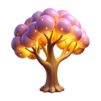 Illuminated Spherical Tree 3D Render of Glowing Foliage png