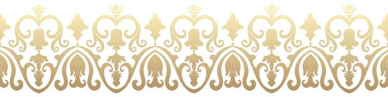 Elegant golden borders with abstract motifs for frames, textiles, carpets, and wallpapers. vector