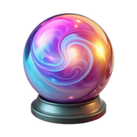Abstract Swirling Orb on Stand 3D Render of Colorful, Luminous Glass Sphere png