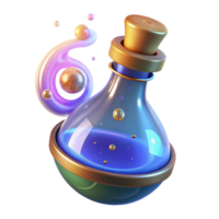 Enchanted Potion Bottle 3D Render of Magical Elixir png