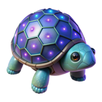 Glowing Hexagonal Shell Turtle 3D Render of Futuristic Creature png