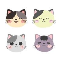 Set of Funny Cat Kitten Head Mascot Cartoon Character with Happy Expression vector
