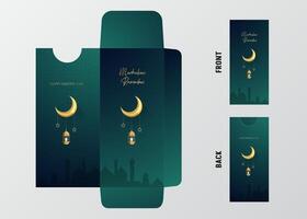 Ramadan and Eid Mubarak greetings envelope template design. Ramadan, Eid Mubarak, Eid Adha holidays event vector