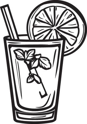 Lemonade outline black illustration