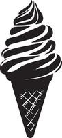 Minimalist black silhouette of an ice cream cone, design. vector