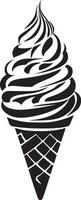 Ice cream cone simple silhouette black illustration vector