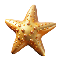 Golden Starfish with Pearl Accents 3D Render png