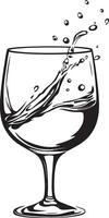 Black illustration of a glass of water in simple silhouette style. vector
