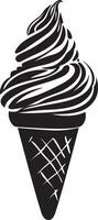 Black illustration of an ice cream cone in simple silhouette style. vector