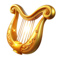 Golden Lyre A Sparkling 3D Model of an Ancient Stringed Instrument png