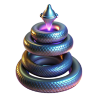 Abstract 3D Render of Interlocking Rings with Scales and a Spire png