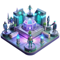 Mysterious Portal 3D Puzzle Game with Neon Architecture png