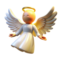 3D Render of a Cherubic Angel with Wings and Halo png