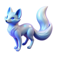 Arctic Fox 3D Render A Luminescent, Stylized Digital Creature png
