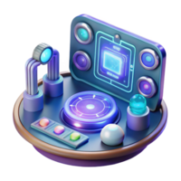 Futuristic Control Panel Interface Design with Luminous Buttons and Interactive Display png