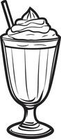 Minimalist black outline of a milkshake, design vector