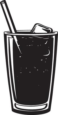 Black illustration of a soft drink in simple silhouette style.