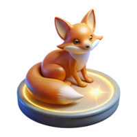 3D Render of an Adorable Fox on Illuminated Platform png