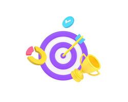 Success business strategy target achievement dartboard arrow in bullseye 3d icon realistic vector