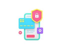 Online banking smartphone application data protection 3d icon realistic illustration vector