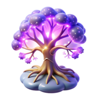 Glowing Tree of Life Mystical 3D Render png