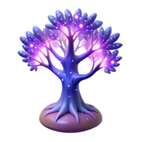 Glowing Fantasy Tree Magical, Illuminated, Purple, 3D Render png