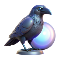 Stylized 3D Raven Model with Glowing Orb png