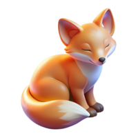 Adorable 3D Render of a Sleeping Fox Kit png