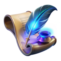 Illuminated Quill and Scroll A Symbol of Writing and Creativity png